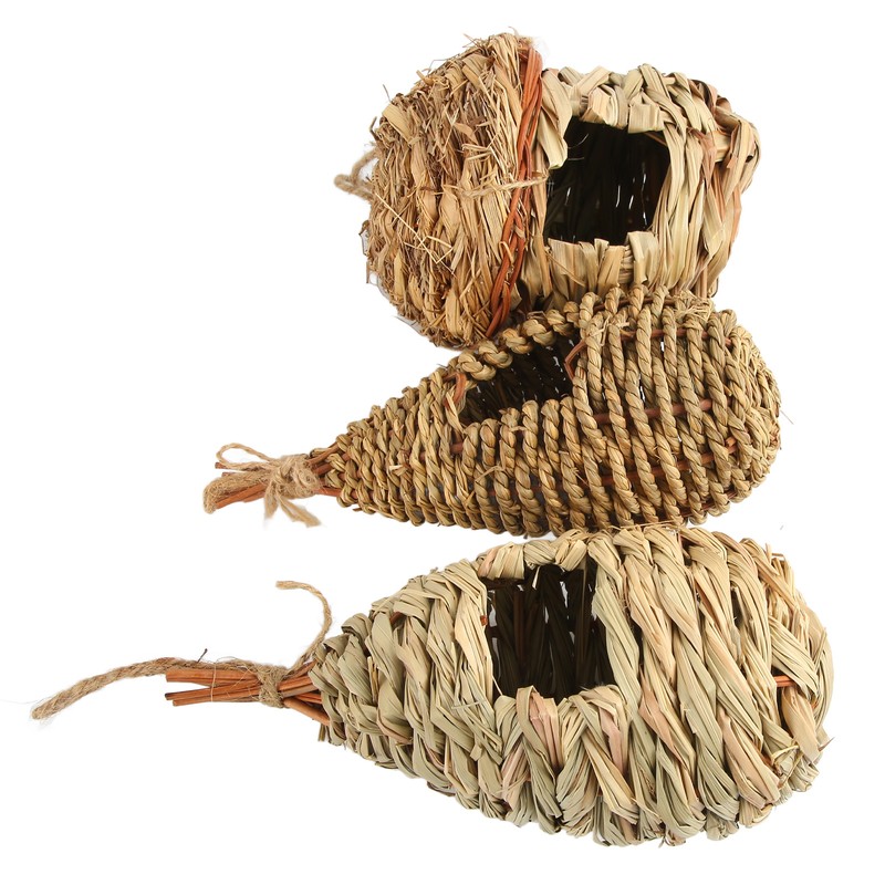 3Pcs Hummingbird House Small Grass Hanging Hand Woven Hummingbird House