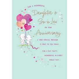 Piccadilly Greetings Anniversary Card, For a Wonderful Daughter & Son-in-Law - 9 x 6 inches