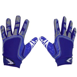 Pure Athlete Football Wide Receiver Gloves - Elite Sticky Grip Gloves, Drip Gear for WR and Defensive Backs - Adult, Youth, Men and Boys (Blue, Adult X-Large)
