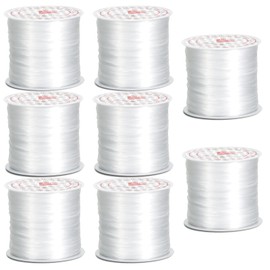 8 Rolls 1mm Elastic String for Bracelets White 1312Ft Stretchy Cords Stretch Bead Cord Elastic Beading Thread for Bracelet Necklaces Clay Beads Jewelry Making