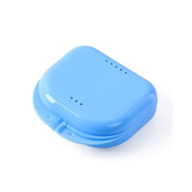 JMU Retainer Case with Vent Holes, Orthodontic Retainer Case Mouth Guard Case with Tight Snap Closure, Light Blue