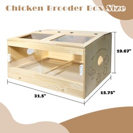Large Chicken Brooder Box 31.5", Chicken Brooder with Temp Controller, 3 Heat Lamp, Thermometer, Cleaning Tools, Brooder Box for Chicks, Quail, Hamsters, Drawer Manure Separation, Pattern C