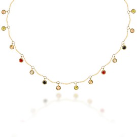 Melhill Gemstones Choker Necklace Multicolor Cubic Zirconia Gold-Plated Titanium Statement Minimalist Elegant Jewelry for Women