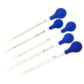 5 Pcs Graduated Pipette Droppers for Accurate Liquid Transfer Measurement with Suction Caps, Pipettes for Essential Oils, Resin, Crafts, Makeup Labs, Chemistry Experiments, Kids Activities, DIY Art