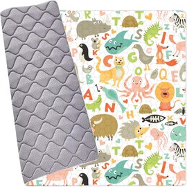 Baby Play Mat for Floor 50x50, Soft Foldable Playpen Mat for Floor, Thick Foam Padded Non-Slip Waterproof Washable Baby Crawling Mat for Toddlers Infants (Animal Print)