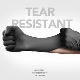 Medguy Medical Nitrile Exam Gloves, 4.5 Mil Black Powder-Free Latex-Free Non-Sterile Food-Grade Disposable Glove, 100 Pcs (X-Large)