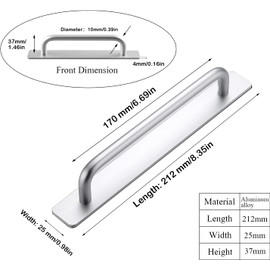Young Dance Self-Stick Instant Cabinet Handles 2pcs – Aluminum Alloy Adhesive Drawer Pulls for Kitchen Cabinets, Sliding Doors & Windows (8.35", Silver)