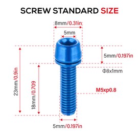 CNCLOL Bike Stem Bolts,M5 x 18mm Stem Bolts For MTB/Road Bike/Mountain Bike/BMX,Blue