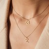 AGVANA Women's Necklace Silver with Letter Pendant with Yellow Gold
