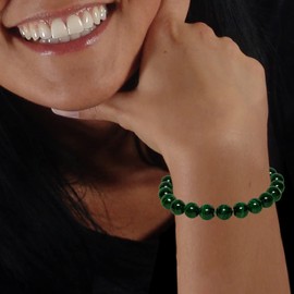 Kaltner Präsente Gift Idea - High Quality Gemstone Bracelet Malachite Ball Bracelet Diameter 8 mm Stretchy (Stretch Band), Gemstone, malachite