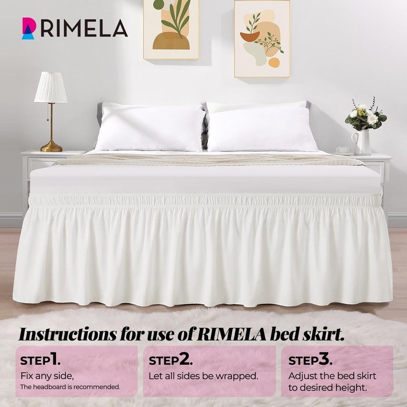 RIMELA Bed Valance Sheet Double Elasticized Bed Skirt Easy to