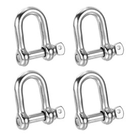 PATIKIL Screw Pin Shackle M6 1/4" 440lbs, 4 Pack 304 Stainless Steel D Ring Shackle for Chains Wire Rope Outdoor, Silver