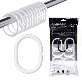 Shower Curtain Rings, 48 Pieces, Shower Curtain Hooks, White, Rings for Shower Curtain in C-Shape for Shower Window Rod, Made of Sturdy Plastic Shower Curtain Rings, Shower Rings for Shower Curtain
