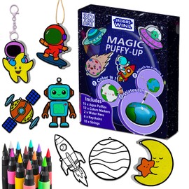 JRD&BS WINL Magic 3D Art Kit for Kids: 15 Aqua Puff Paint by Number Crafts, DIY Color & Inflate Activity for Boys Travel Toys for Children Great Gifts for Girls & Boys Ages 4-10(Outer Space)