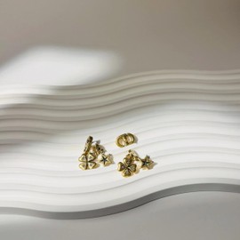 18k Gold Retro French Asymmetric Lucky Charm Earrings - Clover, Star & Heart Charms with CZ Accents for Women - Fashion Dangle Earrings, Stylish Gift for Women