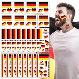 Germany Flag Tattoo Stickers, 26 Sheets Germany Fan Item, Euro Stickers, Waterproof Face Temporary Tattoos Stickers for World Cup 2024 Party Decorations, Olympic Party Decoration