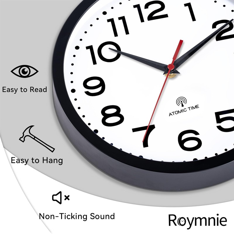 Roymnie Atomic Wall Clock 12 Inch, Modern Clock Battery Operated