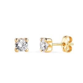 Ohrringe aus 9 Karat Gold, 4,5 mm, Krappen mit 4 mm rundem Zirkonia.
