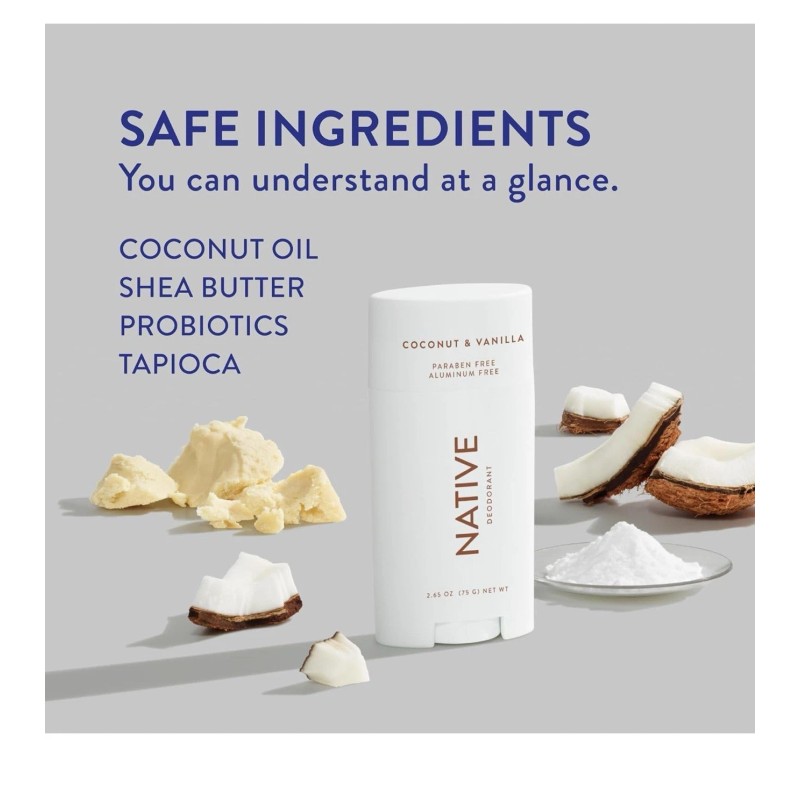 Native Deodorant, Aluminum Free with Baking Soda Coconut & Vanilla,