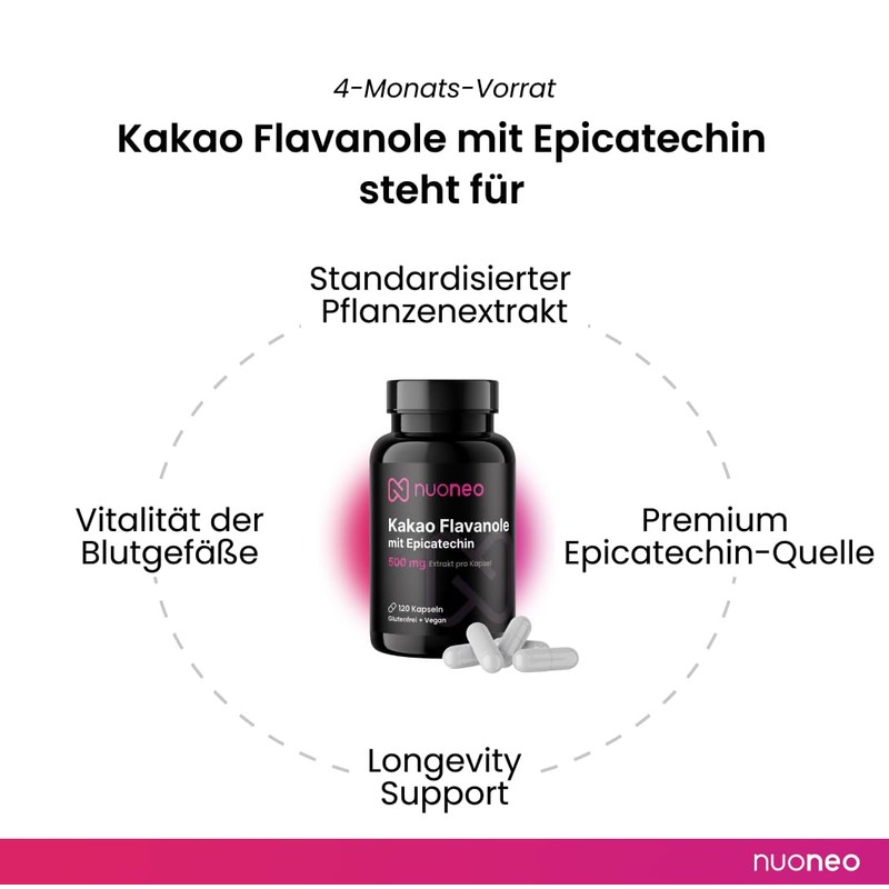 Cocoa Flavanols 500 mg Extract Per Capsule - With Epicatechin