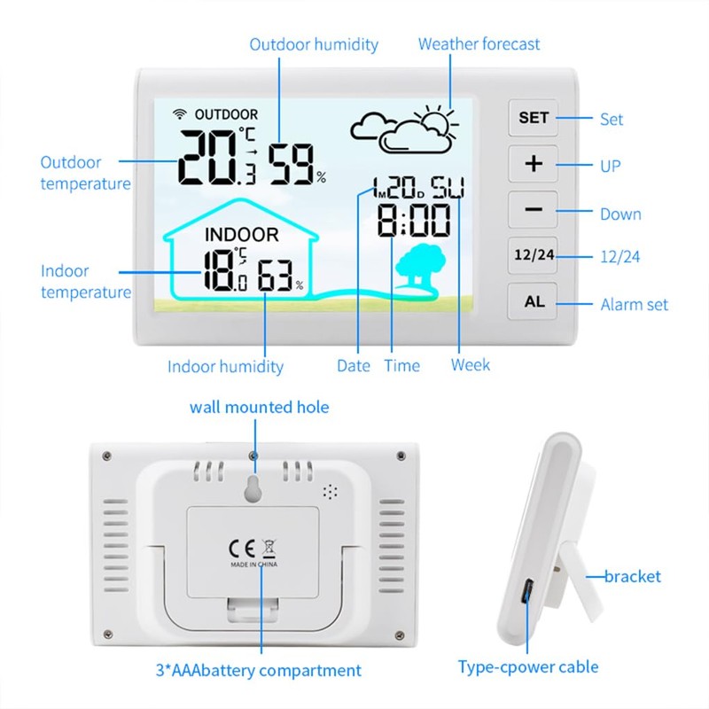 Wireless Weather Station with Indoor and Outdoor Thermometer Outdoor Thermometer