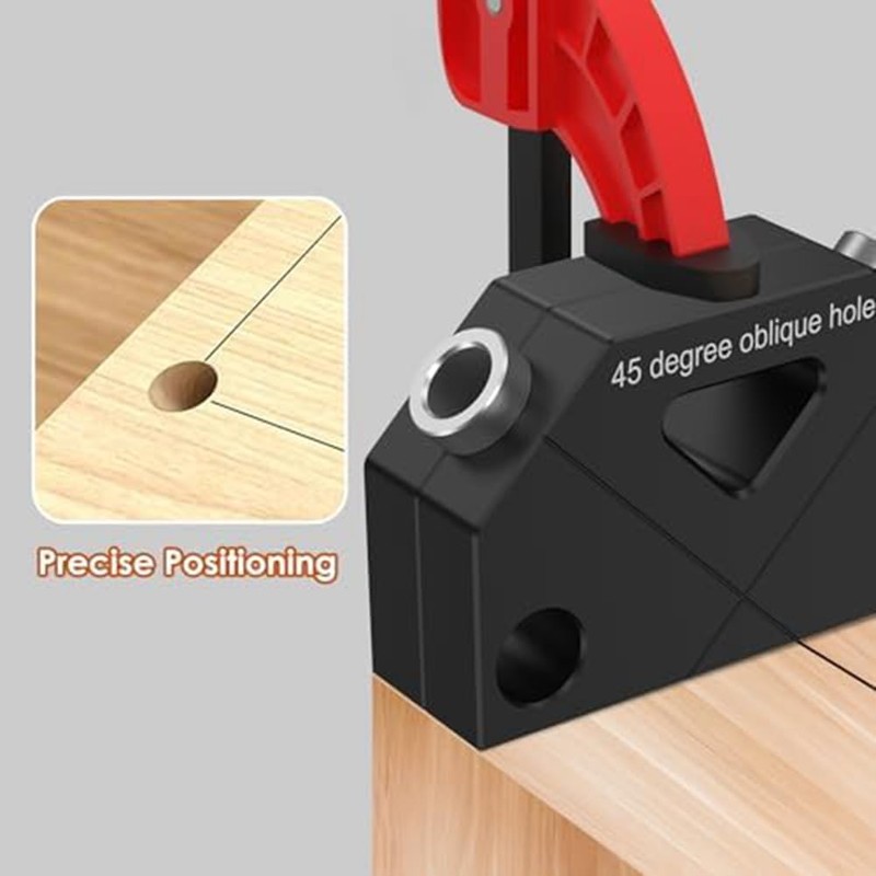 JIVIMOCO 45° Angle Drill Guide Jig Aluminum Dowel Jig Kit