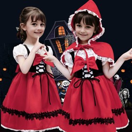 Apparlxer Halloween Cosplay, Girls, Red Costume, Fairy Tales, Children, Red Riding Hood Costume, Dress, Cute, Events, School Festivals, Stage Performances, Recitals, Christmas, Birthday Present (110)