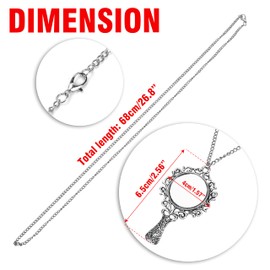 BuleVina Vintage Antique Mirror Necklace Pendant for Women - Hexenspiegel Scrying Mirror Necklace Collar Protection Long Chain Jewelry Gift, New Charm, Hot Fashion (Silver)