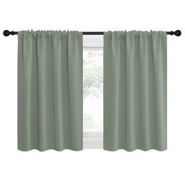 NICETOWN Window Curtains Blackout Drapes - Thermal Insulated Solid Rod Pocket Blackout Curtains/Draperies for Living Room (Sage Green, One Pair, 34 by 36-Inch)