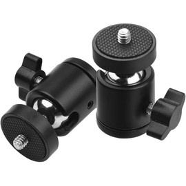2 Piezas Cabezal de trípode panorámico + Cuello de cisne celular, Accesorios para videocámara, teléfono Inteligente, Tornillo de 1/4", Soporte Esférico para Cámara Mini Ball Head (Negro) Adaptador