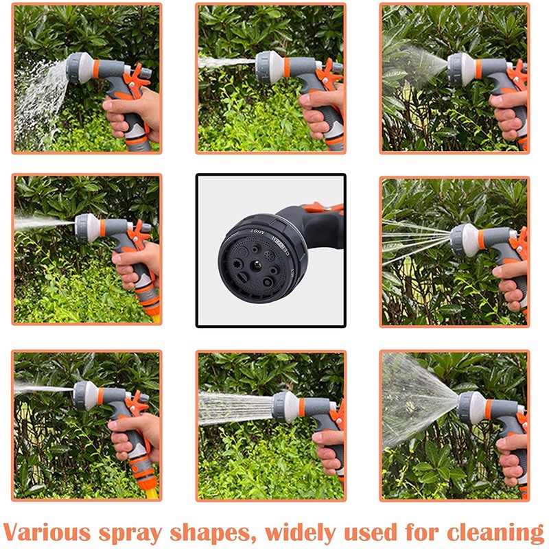 Lvpradior Garden Hose Nozzle, 8 Watering Patterns, High Pressure, Metal