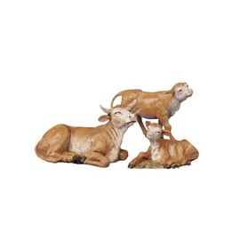 Fontanini de Roman Inc., 5(in), 12(cm) figurilla, 12CM Juego DE Familia DE BUEYES, Figura de Belén y Accesorios, Esculpidos y Pintados a Mano