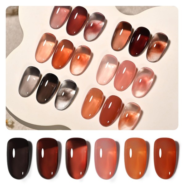 GAOY Jelly Gel Nail Polish of 6 Transparent Milker Nude