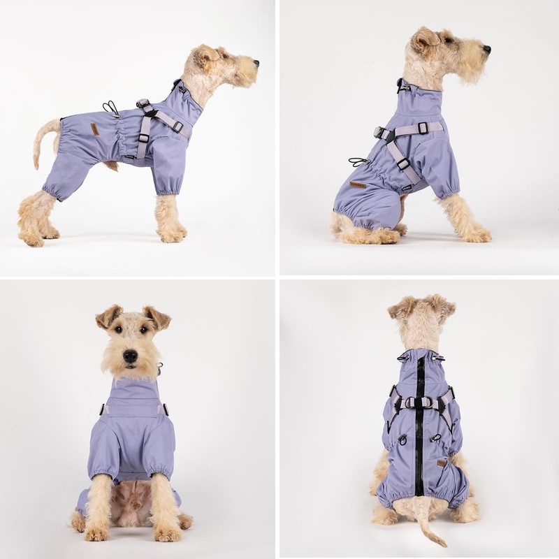 BT Bear Dog Harness Raincoat,Adjustable 4 Legs Dog Jacket with