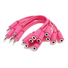 ExcelValley - 5-Pack - Mono Splitter Y Patch Cables - TS 3.5mm 1/8" Eurorack Synth Synthesizer [Pink]