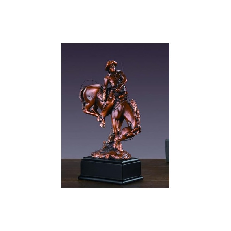 Western Cowboy Bucking Horse Statue - Bronze Finish Figurine