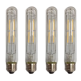 Royal Designs, Inc. LB-1509-4 Vintage Dimmable Edison Light Bulbs with E26 Medium Base, 4W LED Equivalent 40W Incandescent, Tubular T6.5 Shape, Clear, 4-Pack