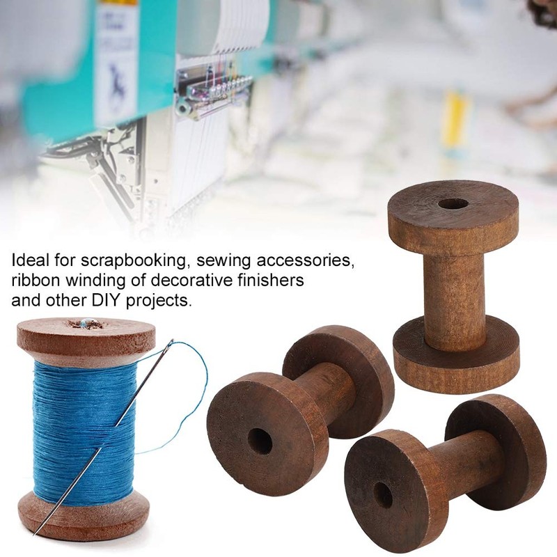 Changor Wooden Bobbins for Crafts, Large Thread, 13 x 8