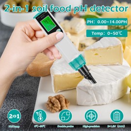 Food pH Meter Probe Digital Soil pH Tester Automatic Temperature Compensation High Precision Electric Food Thermometer for Sourdough Bread Canning Cheese