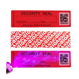 TSPC SECSEAL(R) High Residue Total Transfer Tamper Proof Stickers Security/Innovative/Tamper Evident Labels (Invisible Fluorescent Mark,QRCode,Matte Red, 1 x 3.54 Inches,100pcs)