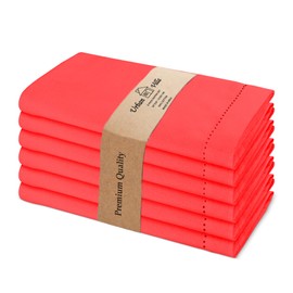 Urban Villa - Servilletas de tela de punto de hembra, color rojo sólido, 100% algodón, absorbentes, juego de 6 unidades, 20 x 20 pulgadas, suaves, duraderas, lavables, reutilizables, ideales para uso