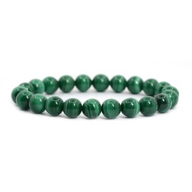 Justinstones Natural Green Malachite Gemstone 8mm Round Beads Stretch Bracelet 7 Inch Unisex