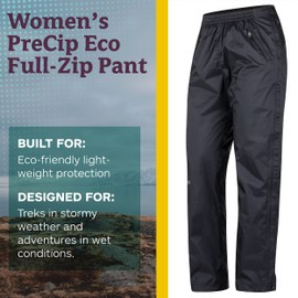 MARMOT Women's PreCip Eco Full Zip Pant - Long, Black, Medium