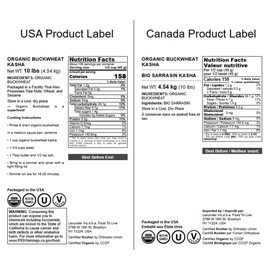 Food to Live Organic Buckwheat Kasha (Grechka, Toasted Whole Groats, Non-GMO, Kosher, Sirtfood, Bulk) by Food to Live — 10 Pounds