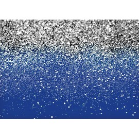 LYCGS 10X8ft Blue and Silver Backdrop Birthday Backdrop Silver Spots Bokeh Backdrop Wedding Prom Graduation Photography Background Happy New Year Party Decoration Banner X-79