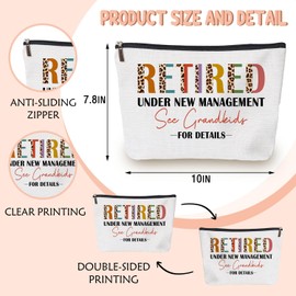 Funny Retirement Gift for Women - Retired Under New Management See Grandkids For Details - Makeup Bag Cosmetic Bag Travel Pouch - Coworker Leaving Gifts for Women