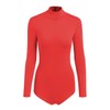 Women's Turtleneck Spandex Long Sleeve Leotard (Medium, Red)