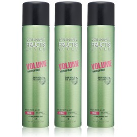 Garnier Fructis Style - Volume Hairspray - 24H Hold Anti-Humidity - Extra Strong Hold (3) - Net Wt. 8.25 OZ (234 g) Per Can - Pack of 3 Cans (Packaging / Designs Vary)