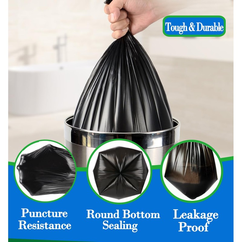 Hommaly 1 Gallon (Fit 1-1.2 Gal)200 pcs Small Black Trash