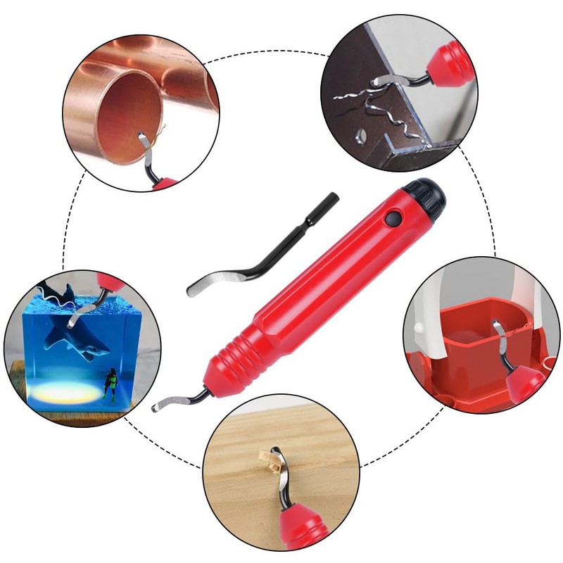 flintronic Universal Deburring Tool with 10 Replacement Blades, 360° Rotating